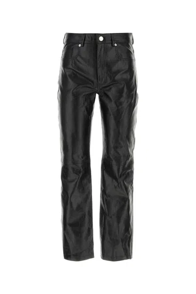 Ami Alexandre Mattiussi Leather Straight Leg Pant In Black