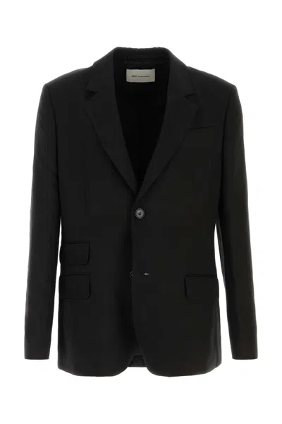 Ami Alexandre Mattiussi Ami Mens Black Linen-blend Single Breasted Straight Jacket
