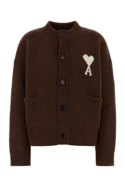 Ami Alexandre Mattiussi Ami Stretch Alpaca Blend Cardigan In Yellow