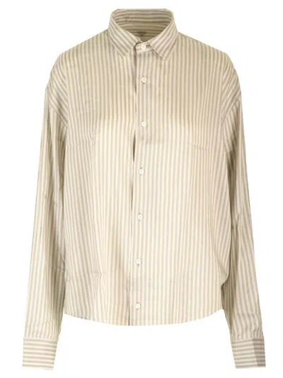 Ami Alexandre Mattiussi Ami Paris Ami De Coeur Striped Button-up Shirt In Multi