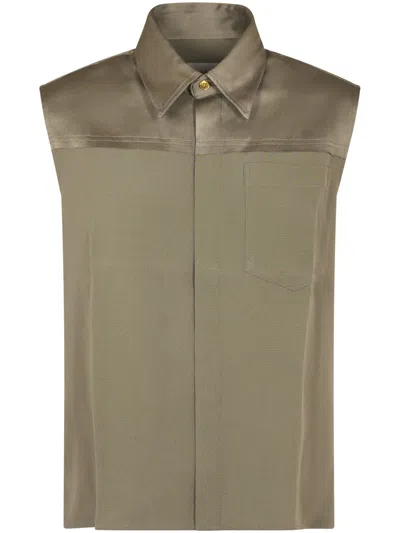 AMI ALEXANDRE MATTIUSSI AMI STRUCTURED SLEEVELESS SHIRT WITH CLASSIC COLLAR