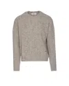 Ami Alexandre Mattiussi Grey Crew Neck Sweater With Lettering Logo In Alpaca And Wool Blend Woman In Gray