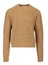 Ami Alexandre Mattiussi Soft Textured Long Sleeve Crew Neck Sweater In Brown