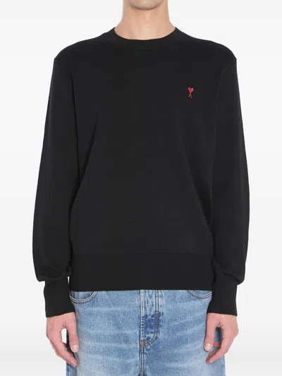 Ami Alexandre Mattiussi Ami De Coeur Wool Sweater In Black