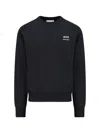 Ami Alexandre Mattiussi Black Crewneck Sweatshirt With Logo Lettering Detail On The Front And Adc Logo Embroidery On The Rea In Black