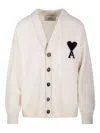 Ami Alexandre Mattiussi Ami V Neck Felted Merino Adc Cardigan In White