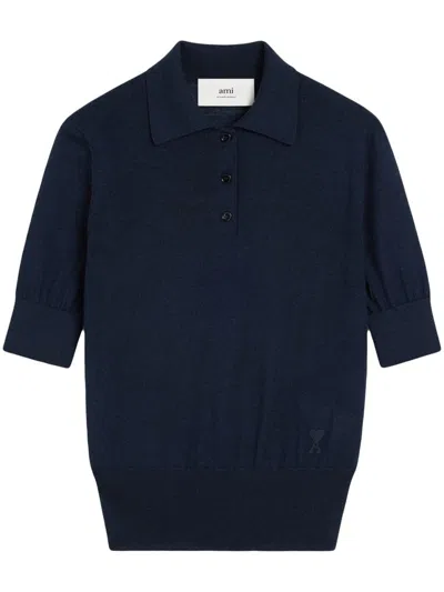 Ami Alexandre Mattiussi Short-sleeved Polo Shirt In Wool In Blue