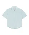 Ami Alexandre Mattiussi Ami Taffetas Short-sleeved Boxy Shirt In Blue