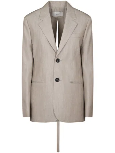 Ami Alexandre Mattiussi Ami Tailored Back Slit Jacket In Neutral