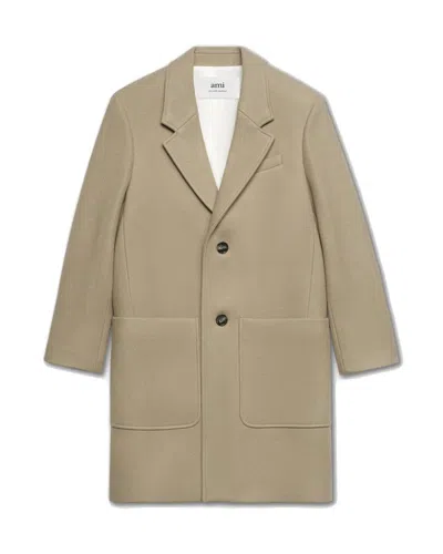 AMI ALEXANDRE MATTIUSSI AMI TAILORED TWO-BUTTON COAT IN WATER-REPELLENT VIRGIN WOOL
