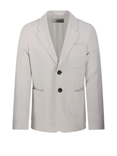 Ami Alexandre Mattiussi Ami Tailored Two-button Jacket With Notched Lapel In White