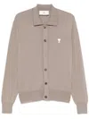 Ami Alexandre Mattiussi Ami Taupe Merino Knitwear Cardigan In Grey