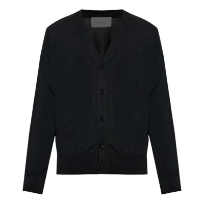 Ami Alexandre Mattiussi Ami Tone-on-tone Heart Logo Cardigan 'black'