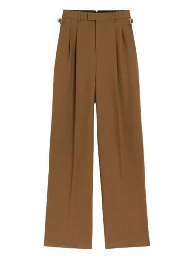 Ami Alexandre Mattiussi Ami High-waisted Light Wool Twill Trousers With Pleated Detailing In Brown