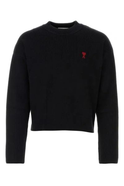 AMI ALEXANDRE MATTIUSSI AMI UNISEX BLACK STRETCH COTTON BLEND SWEATER