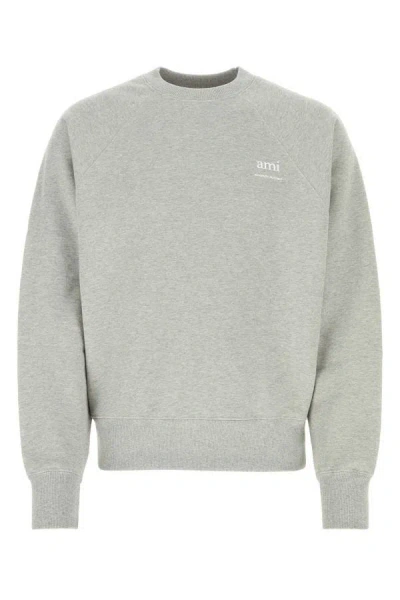 Ami Alexandre Mattiussi Ami Unisex Melange Grey Stretch Cotton Sweatshirt In Gray