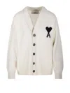 Ami Alexandre Mattiussi Ami V Neck Felted Merino Adc Cardigan In White