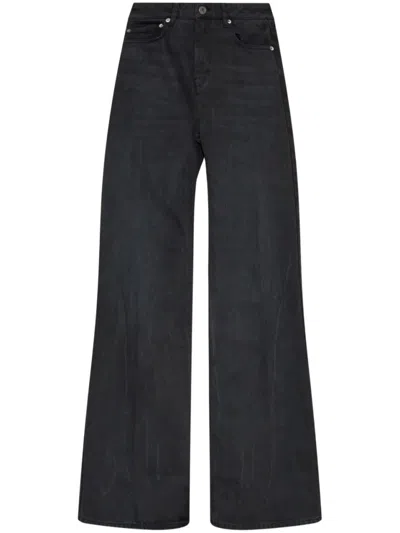 AMI ALEXANDRE MATTIUSSI AMI WIDE LEG COTTON TROUSERS WITH FRONT POCKETS