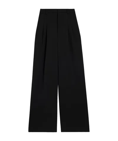 Ami Alexandre Mattiussi Wide Leg Cotton Trousers With Front Pockets In Black