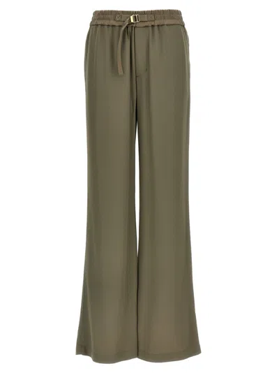 Ami Alexandre Mattiussi Ami Wide Leg Trousers With Adjustable Strap In Brown