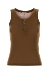 Ami Alexandre Mattiussi Ribbed Tank Top Featuring Button Detail In Brown