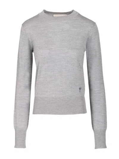 AMI ALEXANDRE MATTIUSSI AMI WOMEN CREW NECK SWEATER IN WOOL AND SILK