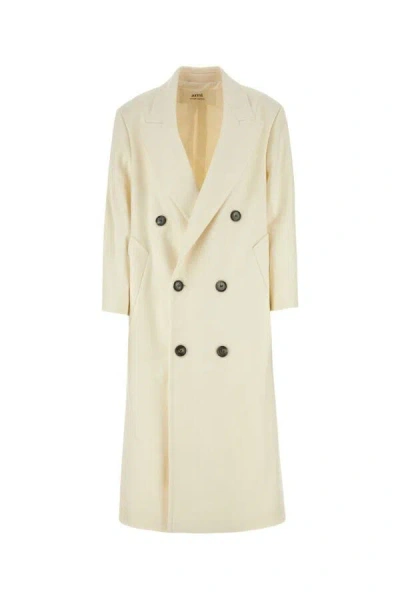 AMI ALEXANDRE MATTIUSSI AMI WOMEN IVORY WOOL BLEND OVERSIZE COAT