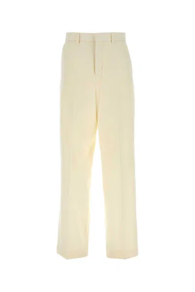 AMI ALEXANDRE MATTIUSSI AMI WOMEN IVORY WOOL WIDE-LEG PANT
