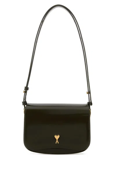 Ami Alexandre Mattiussi Ami Women Olive Green Leather Paris Paris Crossbody Bag In Black