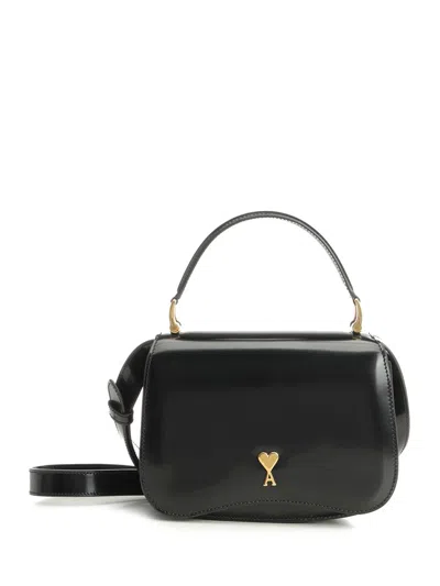 Ami Alexandre Mattiussi Black Handbag With Adc Patch On The Front And Adjustable And Removable Shoulder Strap In Leather Wom