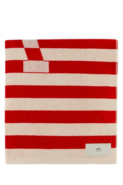 Ami Alexandre Mattiussi Ami Women Printed Terry Fabric Beach Towel In Red