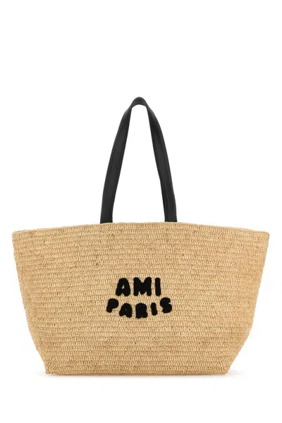 Ami Alexandre Mattiussi Ami Women Raffia Shopping Bag In Brown