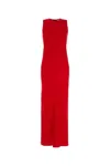 Ami Alexandre Mattiussi Red Long Sleeveless Dress With Round Neck In Black