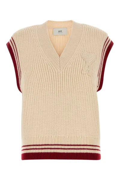 Ami Alexandre Mattiussi Ami Women Sand Wool Vest