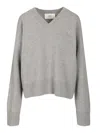Ami Alexandre Mattiussi Wool V Neck Sweater Knitwear Grey In Gray