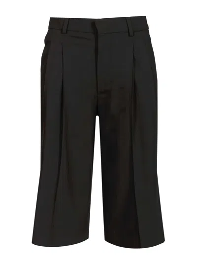 Ami Alexandre Mattiussi Wide-leg Bermuda Shorts Trousers Black In Neutral