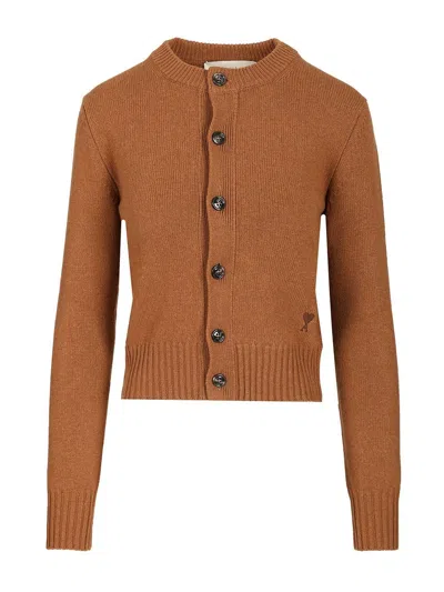 Ami Alexandre Mattiussi Ami Women Wool And Cashmere Cardigan In Brown