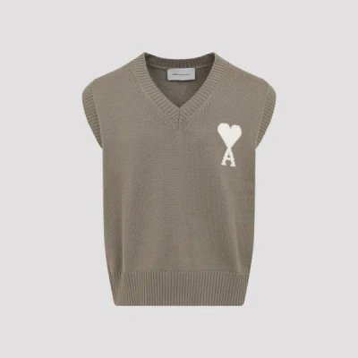 Ami Alexandre Mattiussi Ami Paris Ami Paris Ami De Coeur Knit Vest In Gray