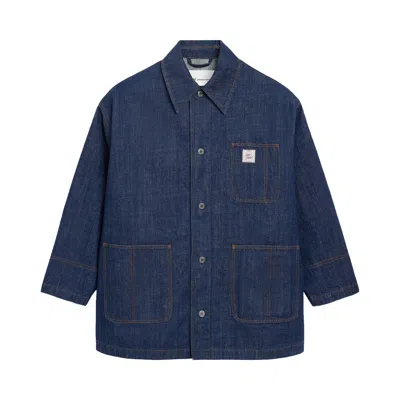 Pre-owned Ami Alexandre Mattiussi Ami Worker Jacket With Ami Paris Heritage Label 'indigo' | Blue | Men's Size L