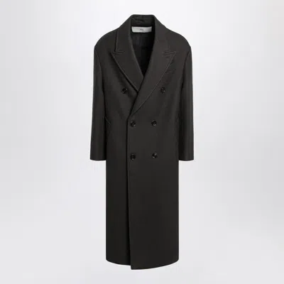 AMI ALEXANDRE MATTIUSSI ANTHRACITE GREY DOUBLE-BREASTED WOOL COAT