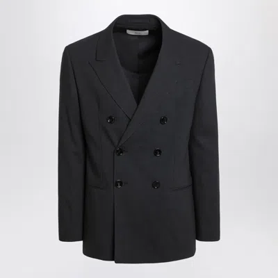 AMI ALEXANDRE MATTIUSSI ANTHRACITE GREY DOUBLE-BREASTED WOOL JACKET