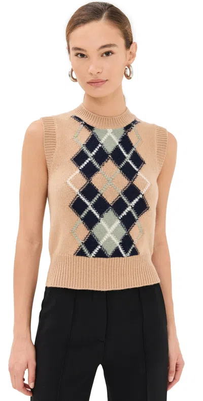 Ami Alexandre Mattiussi Argyle Sweater Nude/navy/green Aqua In Multi