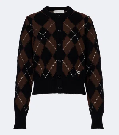 Ami Alexandre Mattiussi Argyle-knit Logo-patch Cardigan In Multi