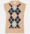 Ami Alexandre Mattiussi Beige Vest With Argyle Motif In Wool And Cashmere Woman In Beige