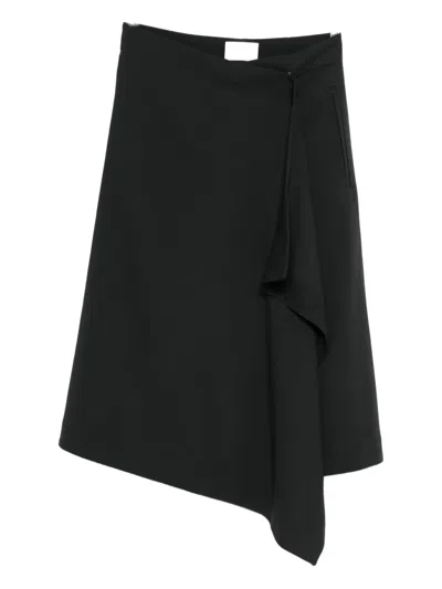 Ami Alexandre Mattiussi Asymmetrical Wrap Skirt In Black