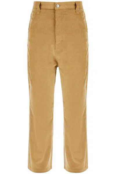 Ami Alexandre Mattiussi Baggy Corduroy Pants With Rib In Beige