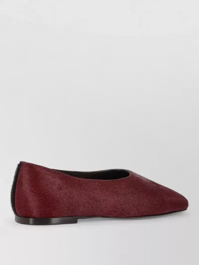 Ami Alexandre Mattiussi Ballerina Shoes Flat Sole Fur Texture In Burgundy