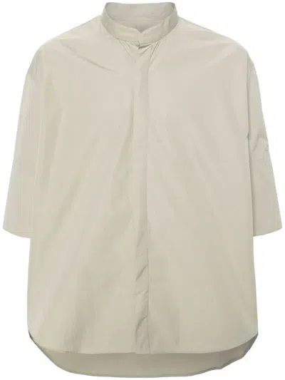 Ami Alexandre Mattiussi Band-collar Cotton Shirt In Green