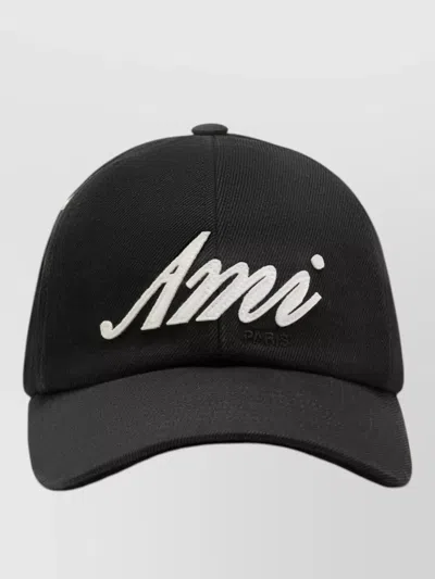 Ami Alexandre Mattiussi Baseball Hat Curved Brim Felt Patch In Black