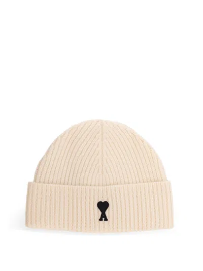 Ami Alexandre Mattiussi Beanie Wool Hat In Neutral